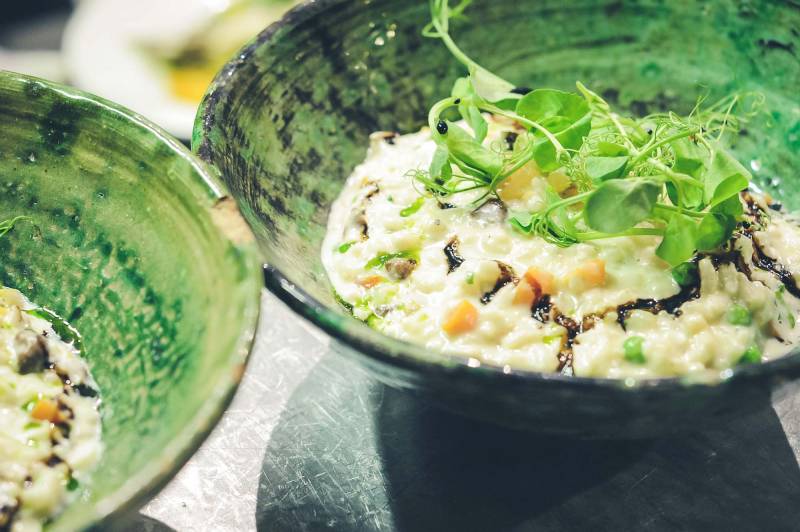 Risotto de champignons et petits légumes